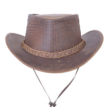 HL80115 Men Crocodile Style Brown Hat m/o Buffalo Leather - HighwayLeather