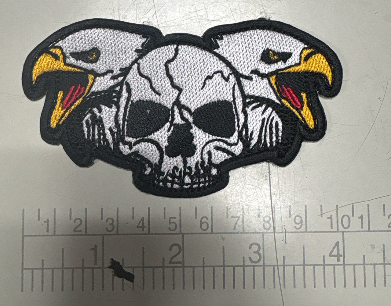 ML189417 Two Eagles With Skull Embroidered Patch - 4X2 inch