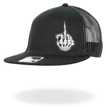 GSH4007 Hot Leathers Black Skeleton Hand DILLIGAF Snapback Hat - HighwayLeather