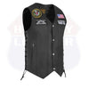 HL3540ARMY Black Men's Genuine Leather 10 Pockets Motorcycle Biker Vest ANARCHY Black SOA - HighwayLeather