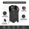 HL3540ARMY Black Men's Genuine Leather 10 Pockets Motorcycle Biker Vest ANARCHY Black SOA - HighwayLeather