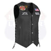 HL3540MARINE Black Men's Genuine Leather 10 Pockets Motorcycle Biker Vest ANARCHY Black SOA - HighwayLeather