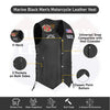 HL3540MARINE Black Men's Genuine Leather 10 Pockets Motorcycle Biker Vest ANARCHY Black SOA - HighwayLeather