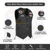 HL3540NAVY Black Men's Genuine Leather 10 Pockets Motorcycle Biker Vest ANARCHY Black SOA - HighwayLeather