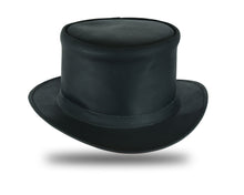 HL80111BLK  Handcrafted Black Leather TOP HAT shapeable brim and crown - HighwayLeather