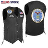 HL3540AIRFORCE Black Men's Genuine Leather 10 Pockets Motorcycle Biker Vest ANARCHY Black SOA - HighwayLeather