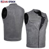 HL11689 Grey SOA Men's Leather Vest Anarchy Motorcycle Biker Club Concealed Carry Outlaws - HighwayLeather