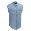 Milwaukee Leather DM1001 Men's Blue Lightweight Sleeveless Denim Shirt