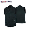 HL21688BLACK Men SOA Denim Black Vest Club Cut Outlaw Anarchist mc Biker Vest - HighwayLeather