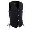 Milwaukee Leather DM1315 Men's Black Denim Classic Side Lace Snap Front Vest