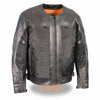 Milwaukee Leather MPM1795 Black Leather with Mesh Armored Racer Motorcycle Jacket for Men - All Seasons