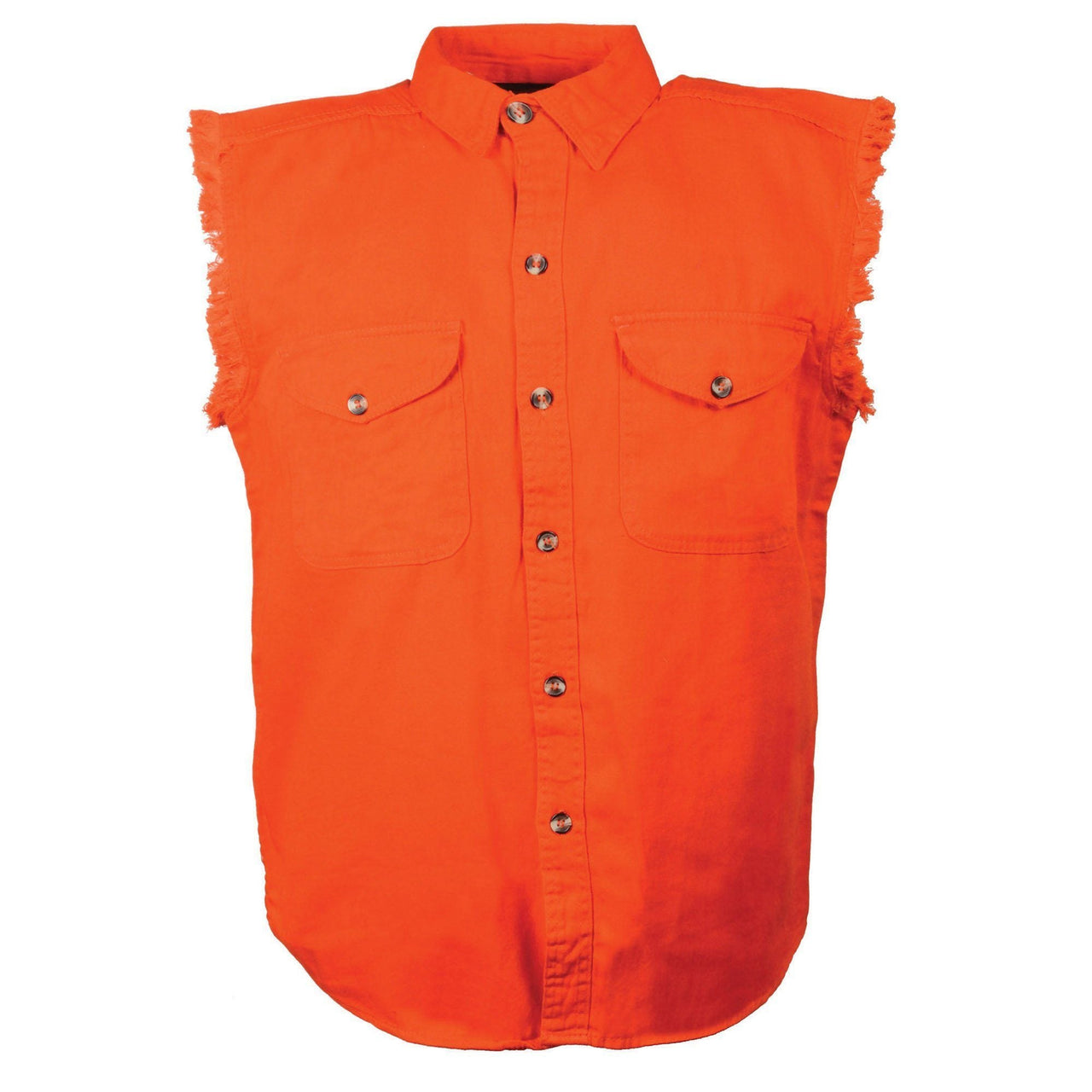 Milwaukee Leather DM1003 Men's Orange Lightweight Sleeveless Denim Shirt