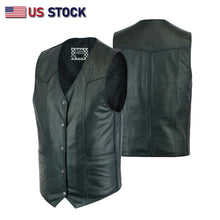 Men's Motorcycle Leather Vest - The Classic Plain SKU # HL11600SPT - HighwayLeather