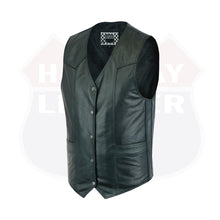 HL11600NKD Men's Motorcycle Leather Vest - The Classic Plain Biker Vest - HighwayLeather