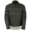 NexGen SH2285 Men's Black with Orange Stripes Scooter Style Textile Jacket