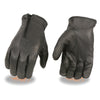 Milwaukee Leather SH226D Men's Black Unlined Leather Gloves with Zipper Closure