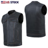 SOA Men's Rub Buff Leather Vest Anarchy Motorcycle Biker Club Concealed Carry - HighwayLeather