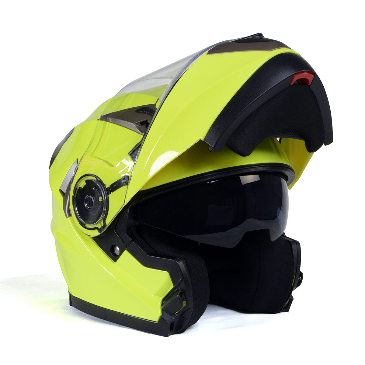 Milwaukee Helmets MPH9809DOT 'Ionized' Neon Yellow Advanced Motorcycle Modular Helmet for Men and Women Biker w/ Drop Down Visor