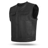 HL11659SPT Low Rise Short Torso Black Club Style Vest (Cow Leather) - HighwayLeather