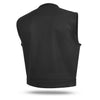 HL11659SPT Low Rise Short Torso Black Club Style Vest (Cow Leather) - HighwayLeather