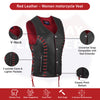 HL14859REDEYELET WOMEN SIDE LACE VEST  M/O BUFFALO LEATHER Red/BLK - HighwayLeather