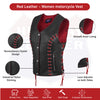 HL14859REDEYELET WOMEN SIDE LACE VEST  M/O BUFFALO LEATHER Red/BLK - HighwayLeather