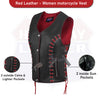 HL14859REDEYELET WOMEN SIDE LACE VEST  M/O BUFFALO LEATHER Red/BLK - HighwayLeather