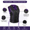 HL14859PURPLEEYELET WOMEN SIDE LACE VEST  M/O BUFFALO LEATHER PURPLE/BLK - HighwayLeather