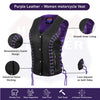 HL14859PURPLEEYELET WOMEN SIDE LACE VEST  M/O BUFFALO LEATHER PURPLE/BLK - HighwayLeather