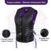 HL14859PURPLEEYELET WOMEN SIDE LACE VEST  M/O BUFFALO LEATHER PURPLE/BLK - HighwayLeather