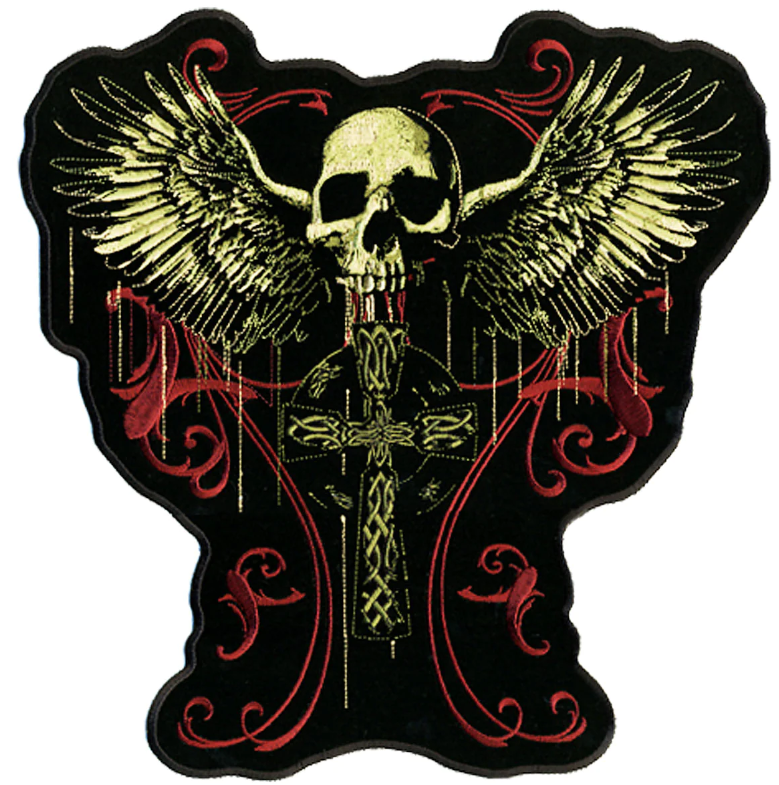 PATCH FLYING SKULL-PPA4037 : 12W 12H - HighwayLeather