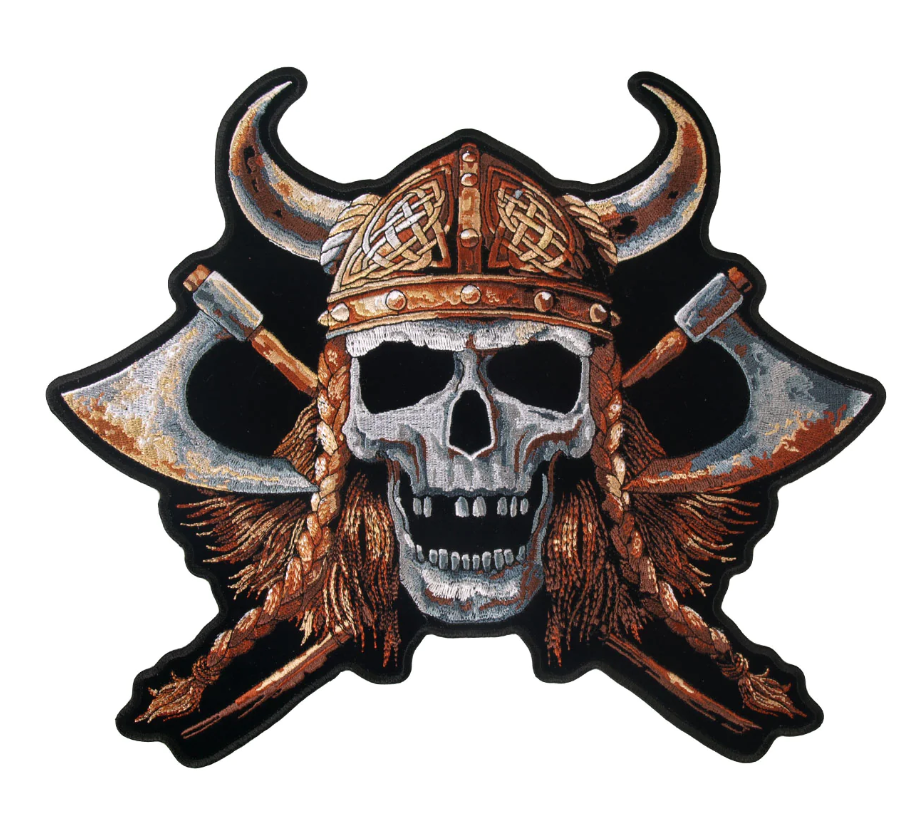 PATCH VIKING SKULL 12"-PPA6539 : 12W 10H - HighwayLeather