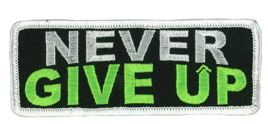 PATCH NEVER GIVE UP-PPL9689 : 4"X2" - HighwayLeather