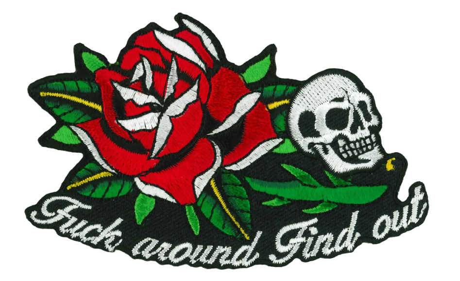 PATCH FUCK AROUND ROSE 4"-PPQ1930 : 4"X2.5" - HighwayLeather