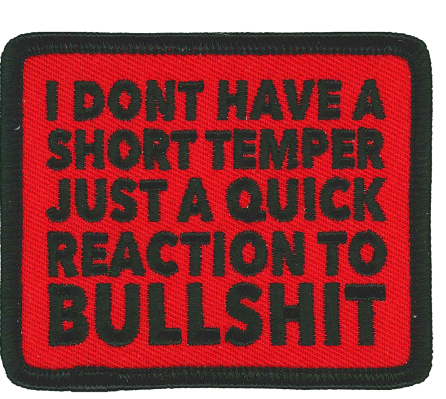 PATCH SHORT TEMPER-PPL9931 : 3"X2.5" - HighwayLeather