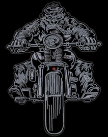 ML189174 Gorrilla Riding a bike Grey Color 12x8 Patch - HighwayLeather