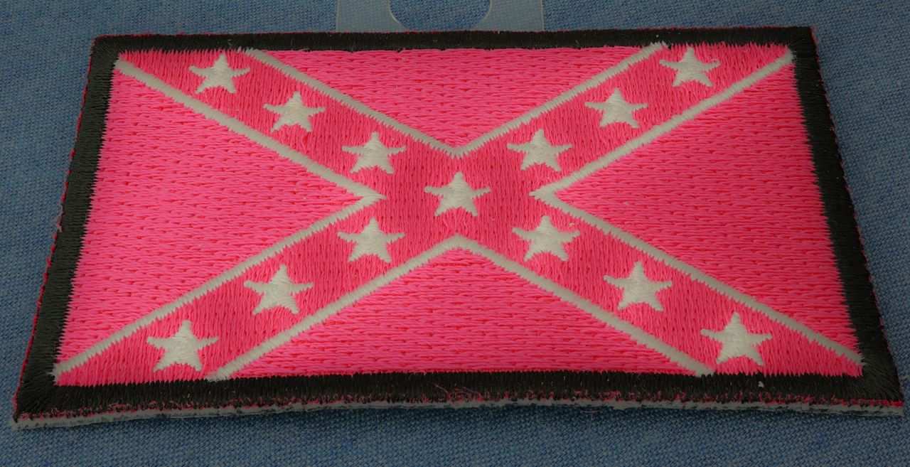 P5877 Pink Rebel Flag Patch - 3x2 inch