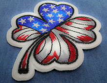 P7892 US Flag 4 Clover Leaf Patch - 3x3 inch