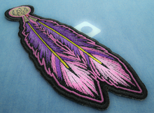 P4319 Pink Purple Feathers Patch - 2.25x6.5 inch