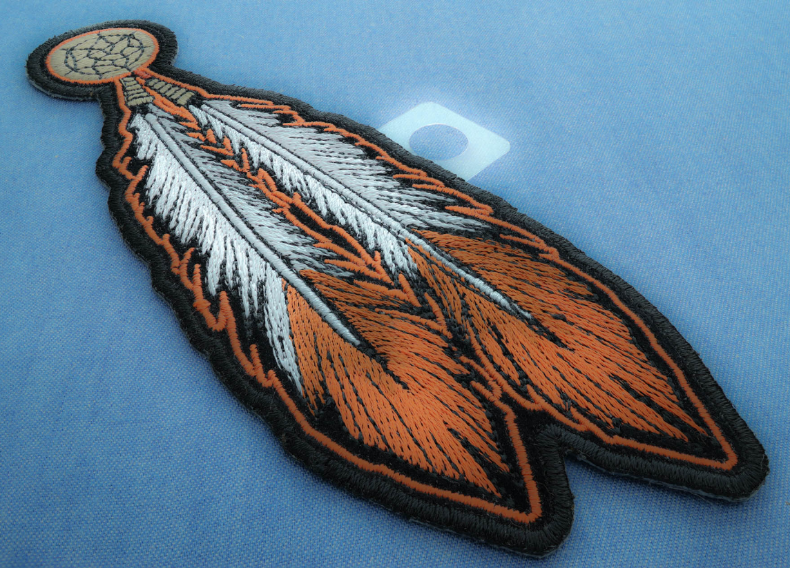 P4317 Brown White Feathers Patch - 2.25x6.5 inch