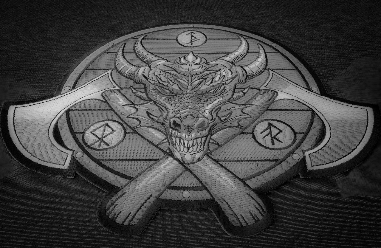 PL7856 Viking Dragon and Axes Patch - 12x9.8 inch