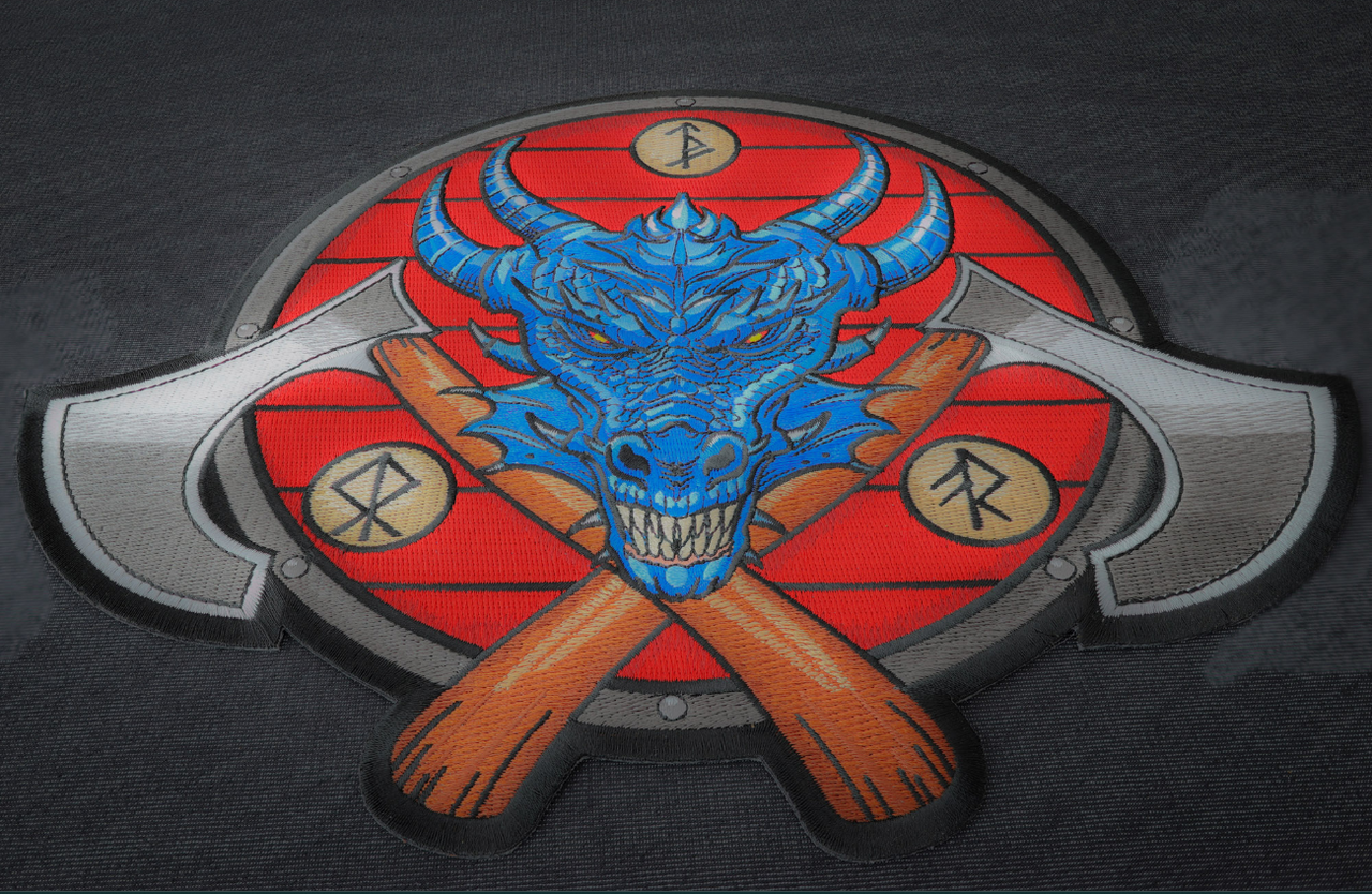 PL7859 Viking Dragon and Axes Patch - 12x9.8 inch