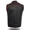 ORANGE HL11693 MEN CROSS STITCH CLUB LEATHER  VEST - HighwayLeather