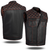 ORANGE HL11693 MEN CROSS STITCH CLUB LEATHER  VEST - HighwayLeather