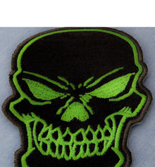 Black Green Skull Patch-P6329 : 4x1.5 inch