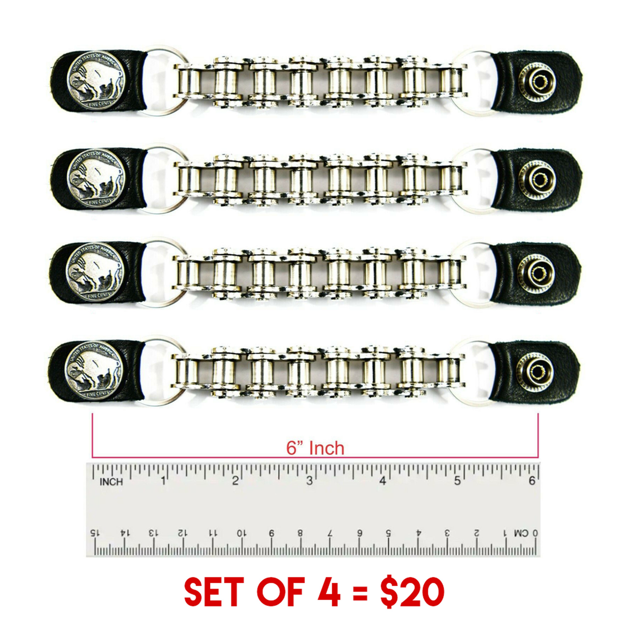 (4 OR $$) - 80731BUFFALOHEAD  Vest Extender Biker MC Chain Snap