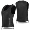 HL14855SPT Black Women's Side Lace Front Zipper leather motorcycle Vest - HighwayLeather