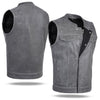 HL3540SPT Grey Men's Genuine Leather 10 Pockets Motorcycle Biker Vest ANARCHY Grey SOA - HighwayLeather