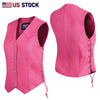 HL14501 HotPink Women's HotPink color side laced Leather Vest with Gun pockets for clubs - HighwayLeather