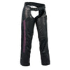 Milwaukee Leather Chaps for Women Black Naked Skin Purple Crinkled Stripes- Reflective Trim Motorcycle Chap MLL6500